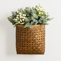 Kirkland's Home Brown Woven Bamboo Wall Pocket- Wall Storage