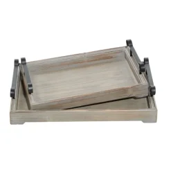 Kirkland's Home Brushed Distressed 2-Pc. Decorative Tray Set- Decorative Trays