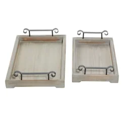Kirkland's Home Brushed Distressed 2-Pc. Decorative Tray Set- Decorative Trays