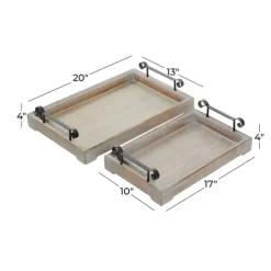 Kirkland's Home Brushed Distressed 2-Pc. Decorative Tray Set- Decorative Trays