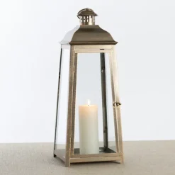 Kirkland's Home Brushed Ecru Lantern, 23 In.- Lanterns