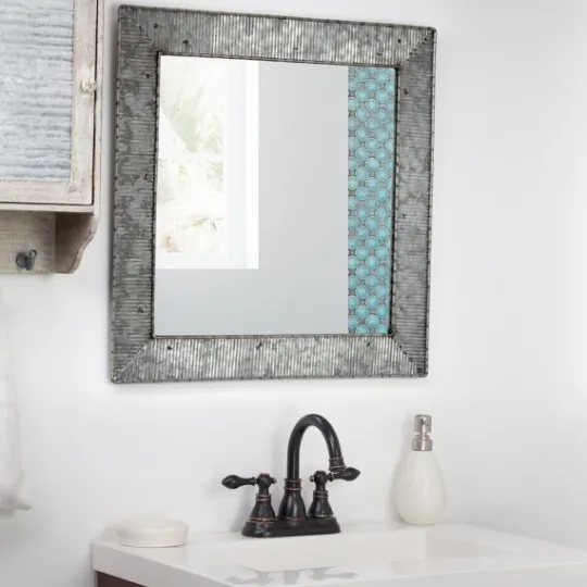 Kirkland's Home Brushed Galvanized Wall Mirror, 22X22 In.- Decorative Mirrors