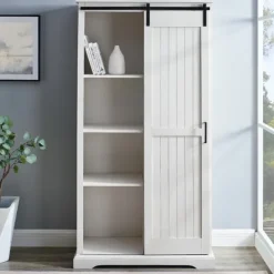 Kirkland's Home Brushed Grooved Sliding Door Cabinet- Cabinets & Sideboards