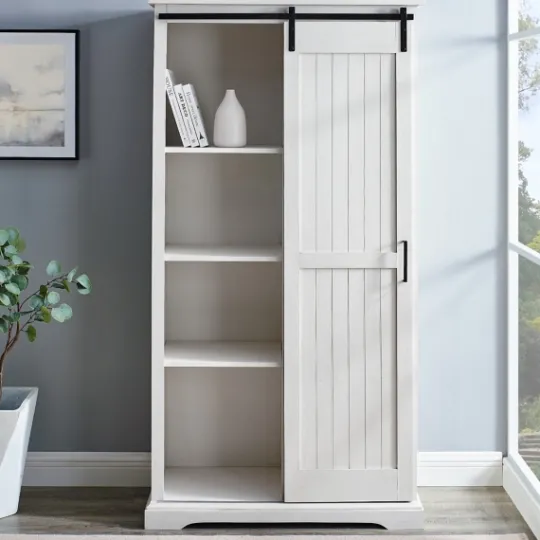 Kirkland's Home Brushed Grooved Sliding Door Cabinet- Cabinets & Sideboards