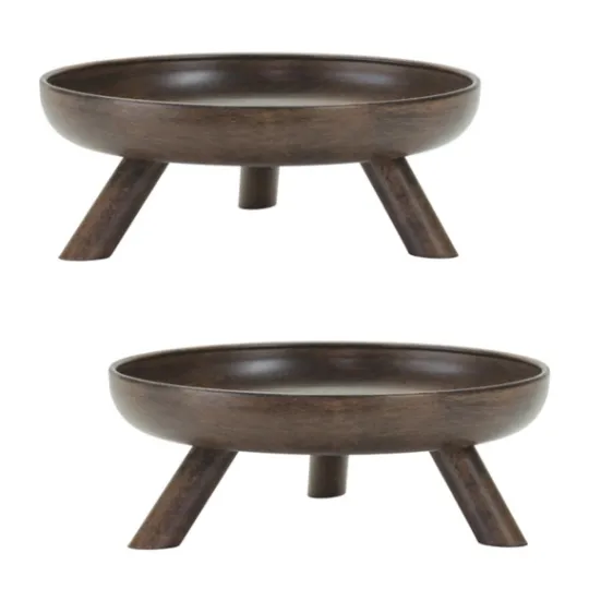 Kirkland's Home Brushed Metal Tri-Pod Bowls, Set Of 2- Decorative Bowls & Jars