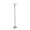 Kirkland's Home Brushed Nickel And Marbleized Glass Torchiere- Floor Lamps