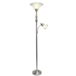 Kirkland's Home Brushed Nickel Base Marble Glass Shade Floor Lamp- Floor Lamps