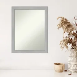 Kirkland's Home Brushed Nickel Modern Decorative Framed Mirror- Framed Mirrors