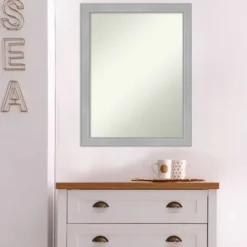 Kirkland's Home Brushed Nickel Modern Decorative Framed Mirror- Framed Mirrors