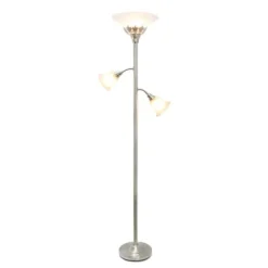 Kirkland's Home Brushed Nickel 3-Scallop Glass Floor Lamp- Floor Lamps