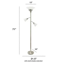 Kirkland's Home Brushed Nickel 3-Scallop Glass Floor Lamp- Floor Lamps