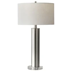 Kirkland's Home Brushed Steel Cylinder Table Lamp- Table Lamps