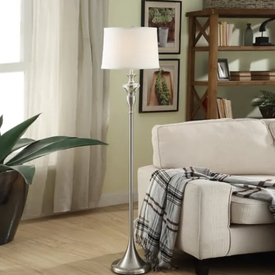 Kirkland's Home Brushed Steel Fluted Floor Lamp- Floor Lamps