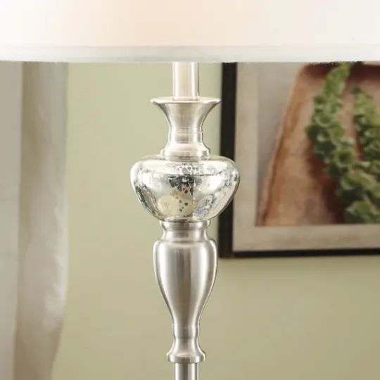Kirkland's Home Brushed Steel Fluted Floor Lamp- Floor Lamps