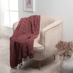 Kirkland's Home Burgundy Modern Striped Throw- Blankets & Throws