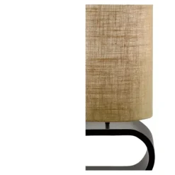 Kirkland's Home Burlap Shade Black Oval Base Daniel Floor Lamp- Floor Lamps
