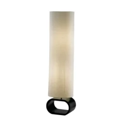 Kirkland's Home Burlap Shade Black Oval Base Daniel Floor Lamp- Floor Lamps