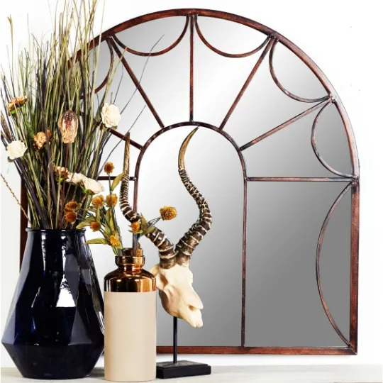 Kirkland's Home Burnt Iron Metal Curve Overlay Arched Mirror- Decorative Mirrors