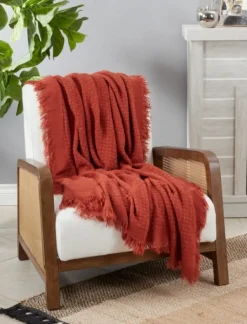 Kirkland's Home Burnt Waffle Weave Throw Blanket- Blankets & Throws