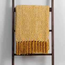 Kirkland's Home Butter Diamond Chenille Throw- Blankets & Throws