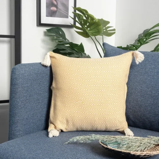 Kirkland's Home Buttercup Chevron Organic Cotton Throw Pillow- Pillows
