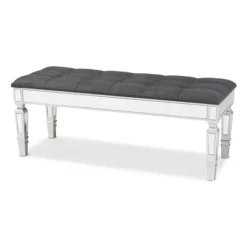 Kirkland's Home Button Tufted Bench With Mirrored Base- Benches & Ottomans