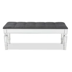 Kirkland's Home Button Tufted Bench With Mirrored Base- Benches & Ottomans