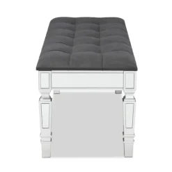 Kirkland's Home Button Tufted Bench With Mirrored Base- Benches & Ottomans