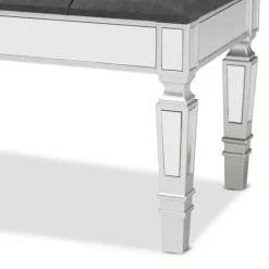 Kirkland's Home Button Tufted Bench With Mirrored Base- Benches & Ottomans