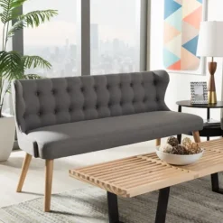 Kirkland's Home Button Tufted Splayed Settee- Sofas & Loveseats