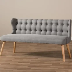 Kirkland's Home Button Tufted Splayed Settee- Sofas & Loveseats