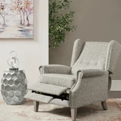 Kirkland's Home Button Tufted Upholstered Push Back Recliner- Accent Chairs