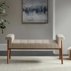 Kirkland's Home Button Tufted Wood Bench- Benches & Ottomans