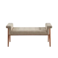 Kirkland's Home Button Tufted Wood Bench- Benches & Ottomans