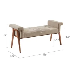 Kirkland's Home Button Tufted Wood Bench- Benches & Ottomans
