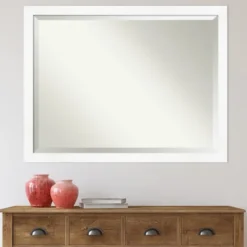 Kirkland's Home Cabinet White Narrow Frame Beveled Mirror- Decorative Mirrors