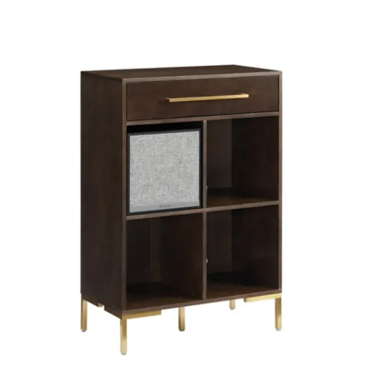 Kirkland's Home Cadence Gold Record Storage Bookcase With Speaker- Bookshelves