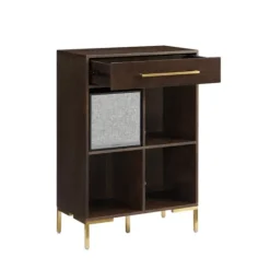 Kirkland's Home Cadence Gold Record Storage Bookcase With Speaker- Bookshelves