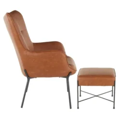 Kirkland's Home Camel Faux Leather 2-Pc. Chair And Ottoman Set- Accent Chairs