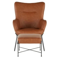 Kirkland's Home Camel Faux Leather 2-Pc. Chair And Ottoman Set- Accent Chairs