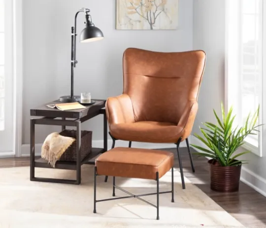 Kirkland's Home Camel Faux Leather 2-Pc. Chair And Ottoman Set- Accent Chairs