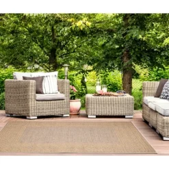 Kirkland's Home Camel Leopard Border Outdoor Area Rug, 6X9- Outdoor Rugs