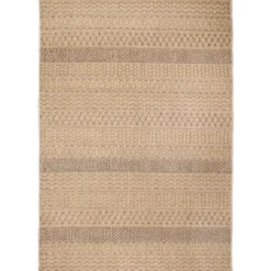 Kirkland's Home Camel Linear Sundry Outdoor Area Rug, 6X9- Outdoor Rugs