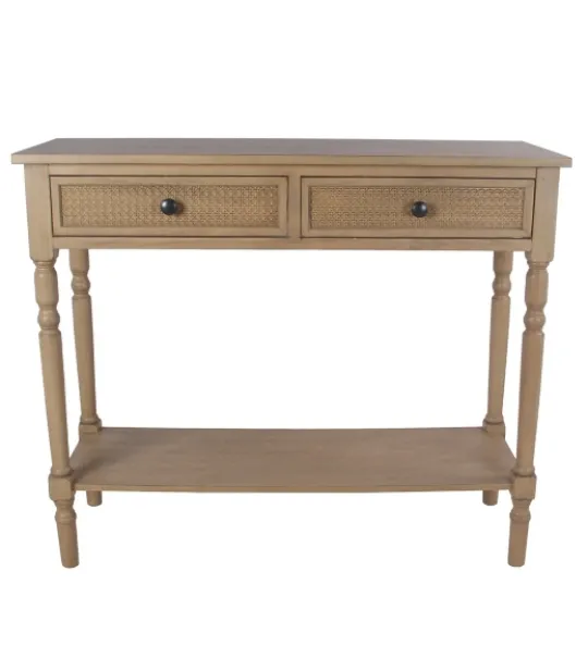 Kirkland's Home Camel Rattan Console Table- Console Tables