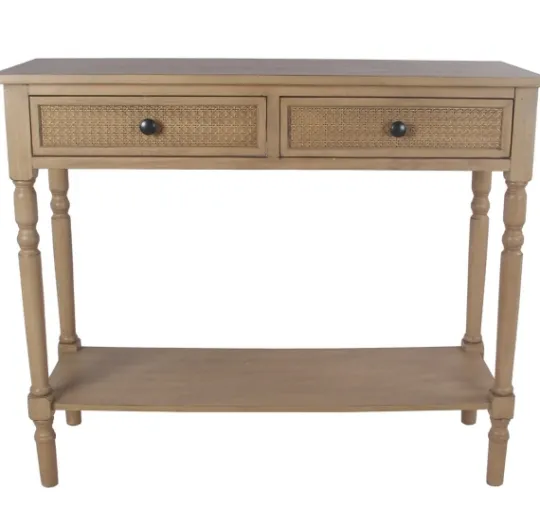 Kirkland's Home Camel Rattan Console Table- Console Tables