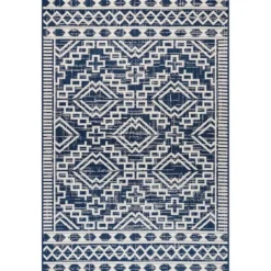 Kirkland's Home Cammie Blue Moroccan Tribal Outdoor Rug, 5X8- Outdoor Rugs