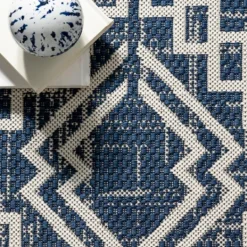 Kirkland's Home Cammie Blue Moroccan Tribal Outdoor Rug, 5X8- Outdoor Rugs
