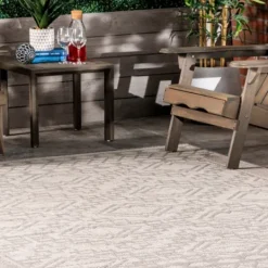 Kirkland's Home Cammie Gray Moroccan Geometric Outdoor Rug, 5X8- Outdoor Rugs