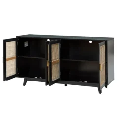 Kirkland's Home Cane Wood Storage Media Cabinet- Cabinets & Sideboards