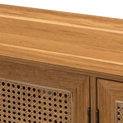 Kirkland's Home Cane Wood Storage Media Cabinet- Cabinets & Sideboards
